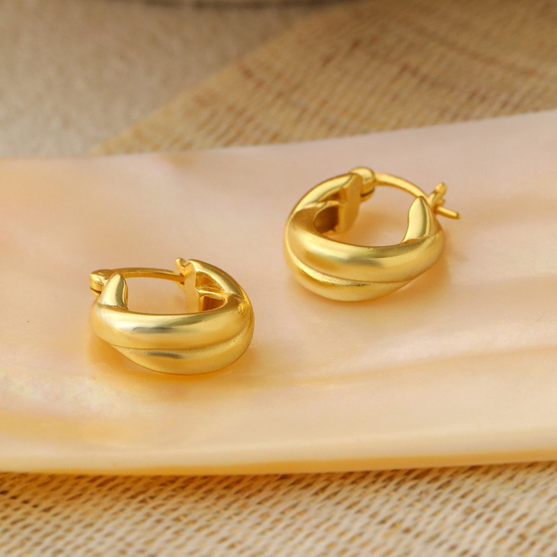 Spirits Unearth 18k Gold Plated Hoop Earrings