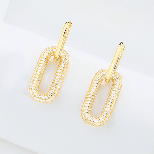 Spirits Unearth 18k Gold Plated Paperclip Zirconia Earrings