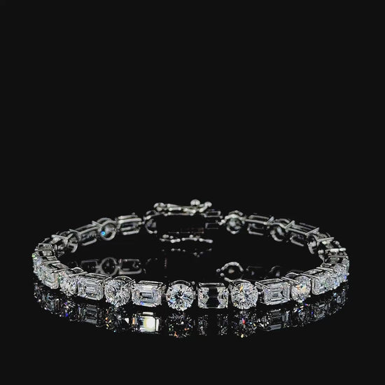 Spirits Unearth Diamond Atelier 14k White Gold Round and Emerald Lab Diamond Tennis Bracelet