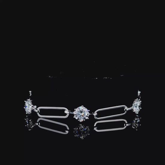 Spirits Unearth Diamond Atelier 14k White Gold Lab Diamond Paperclip Bracelet