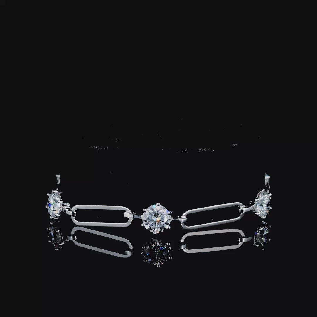 Spirits Unearth Diamond Atelier 14k White Gold Lab Diamond Paperclip Bracelet