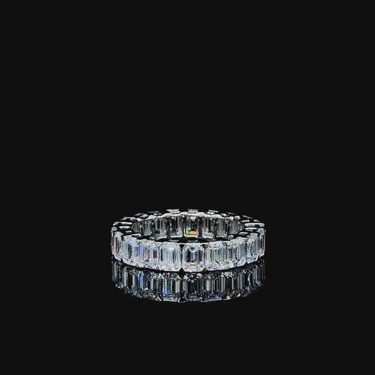 Spirits Unearth and Diamond Atelier 14k White Gold Emerald Cut Lab Diamond Eternity Band