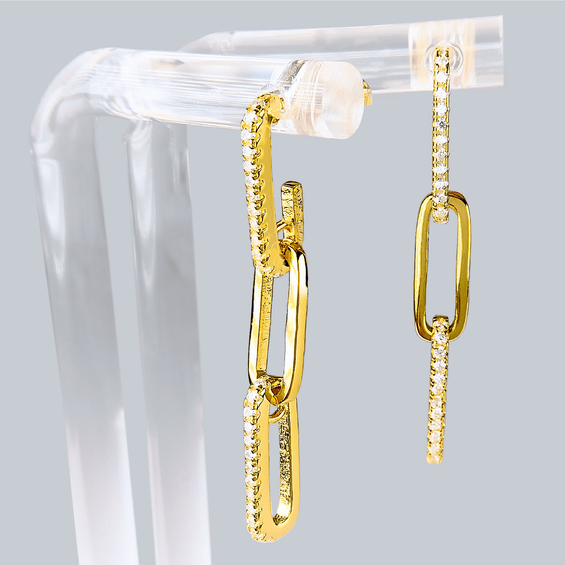 Spirits Unearth 18k Gold Plated Paperclip Zirconia Earrings